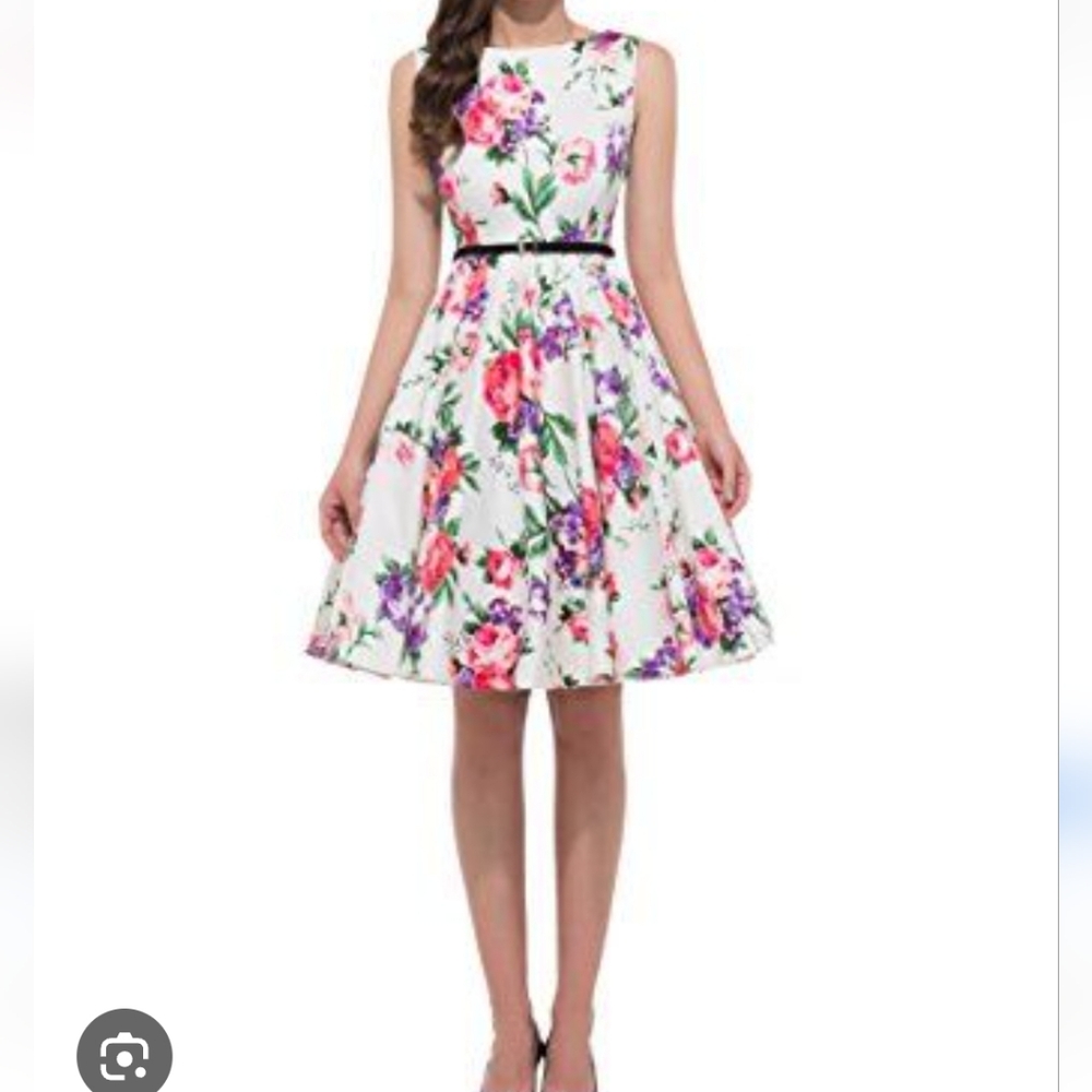 Grace Karin Purple and Green Floral Dress - Picture 10 of 11